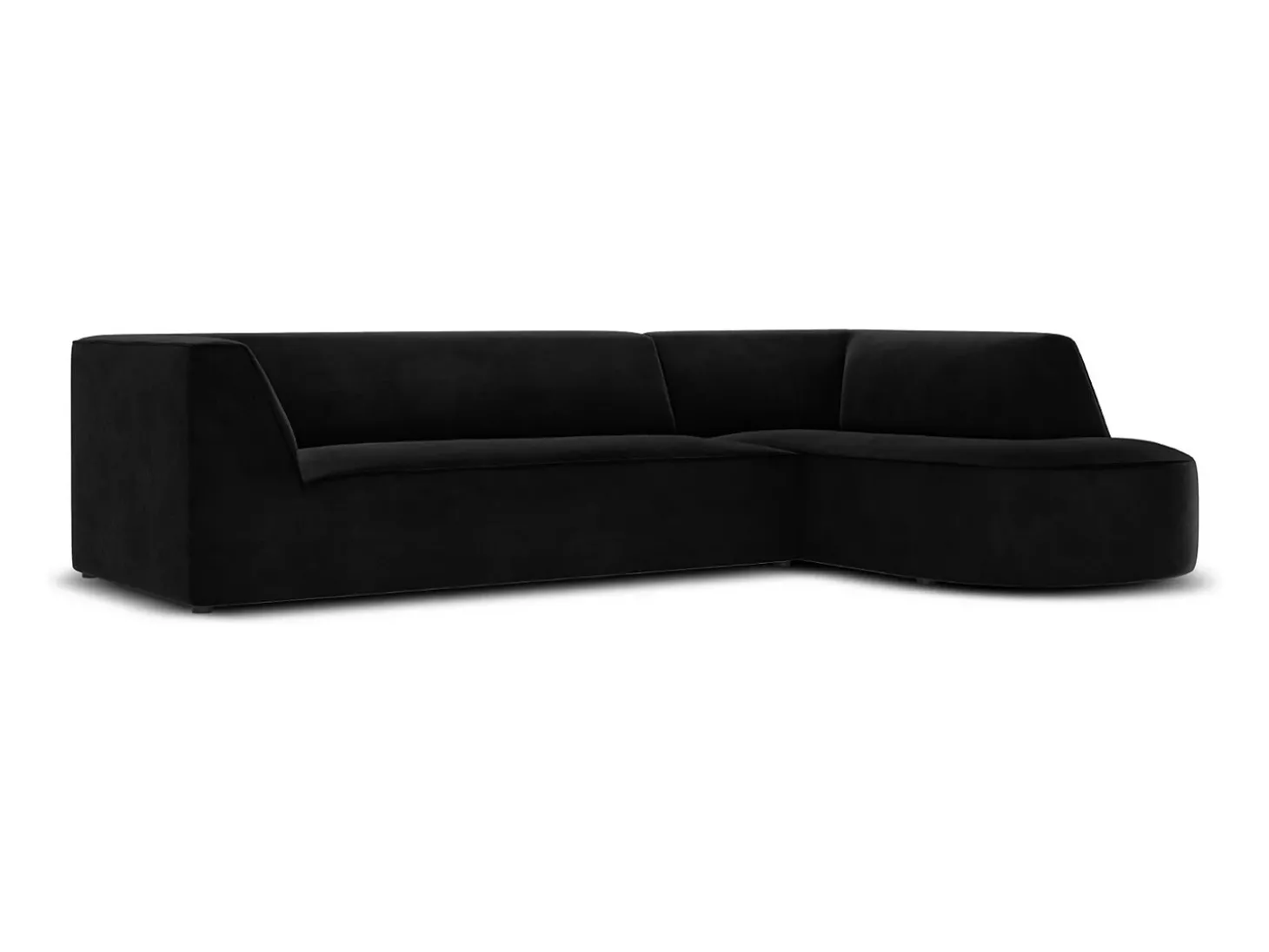 CXL by Christian Lacroix - Sofá de canto direito "Charles" 4 lugares em veludo preto - 273x180x69cm