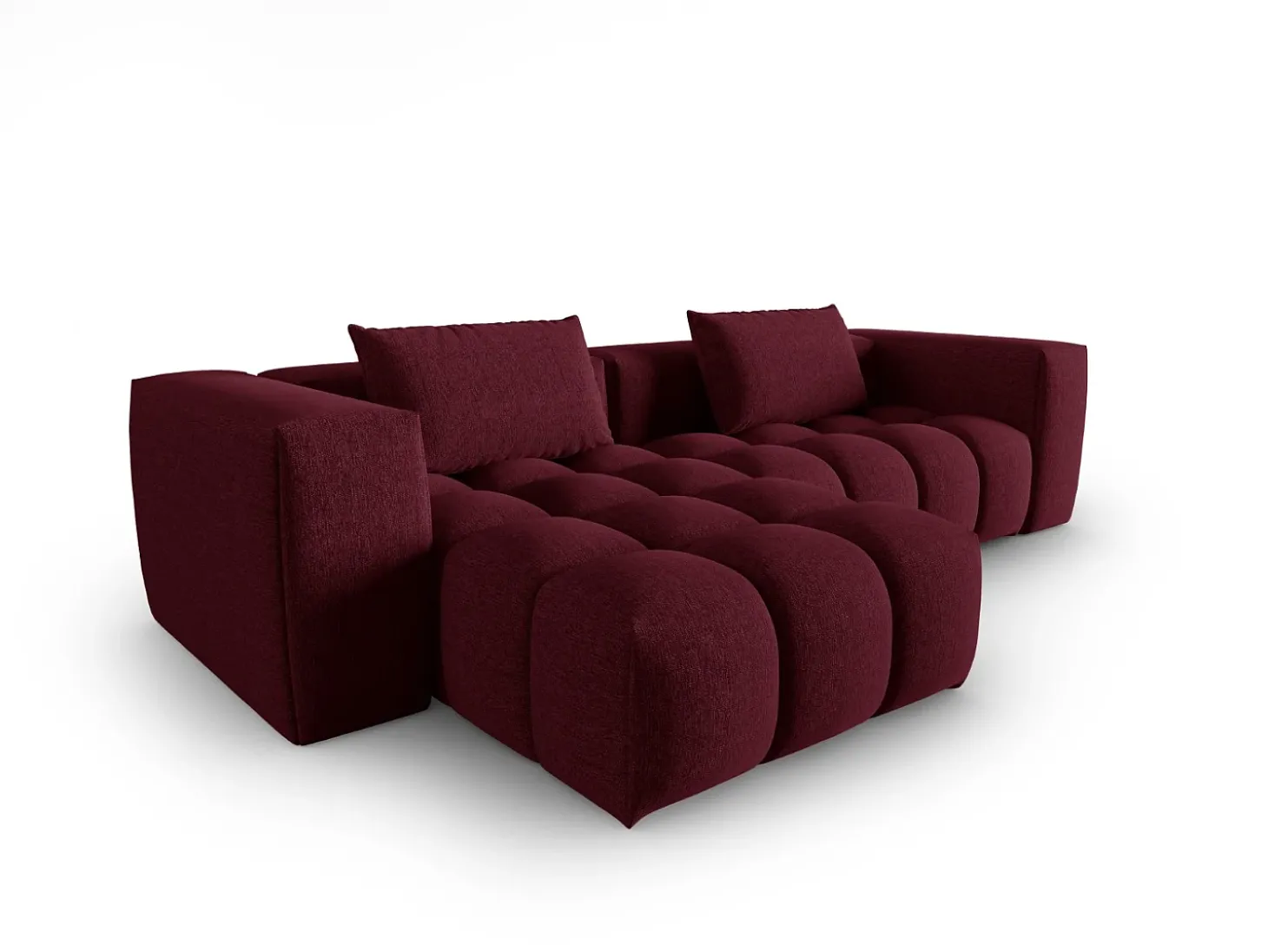 CXL by Christian Lacroix - Sofá modular de canto esquerdo "Lorella" 3 lugares em tecido estrutural bordeaux - 260x145x70cm
