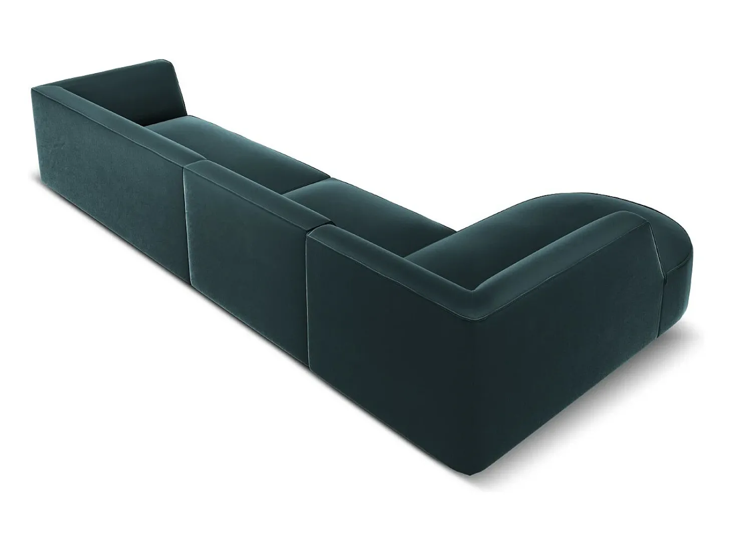 CXL by Christian Lacroix - Sofá de canto esquerdo "Charles" 5 lugares em veludo azul - 366x180x69cm