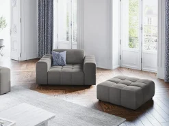 CXL by Christian Lacroix - Poltrona "Luc" em veludo cinza claro - 124x102x70cm