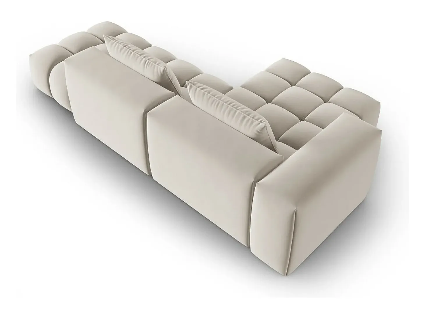 CXL by Christian Lacroix - Sofá modular de canto esquerdo "Lorella" 4 lugares em veludo cru - 265x145x70cm