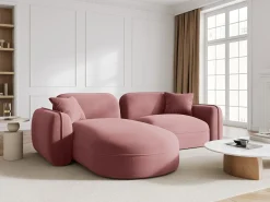 CXL by Christian Lacroix - Sofá modular de canto esquerdo "Lucien" 3 lugares em veludo salmão - 230x165x70cm