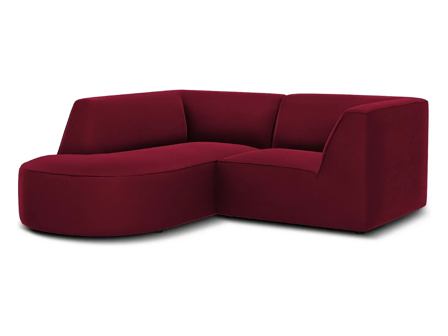CXL by Christian Lacroix - Sofá de canto esquerdo "Charles" 3 lugares em veludo vermelho - 186x180x69cm