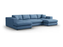 CXL by Christian Lacroix - Sofá panorâmico "Tendance" 5 lugares em tecido estrutural azul escuro - 344x170x72cm