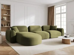 CXL by Christian Lacroix - Sofá modular de canto esquerdo "Lucien" 4 lugares em veludo verde claro - 320x165x70cm