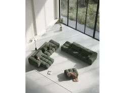CXL by Christian Lacroix - Sofá modular virado para a esquerda "Lorella" 3 lugares em tecido estrutural verde oliva escuro - 265x85x70cm