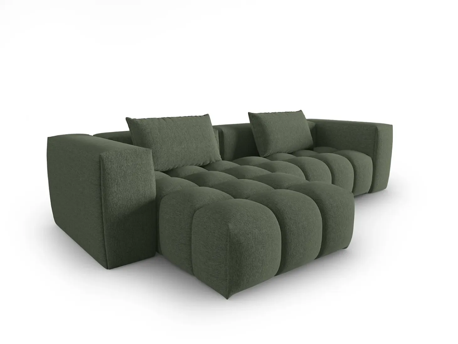 CXL by Christian Lacroix - Sofá modular de canto esquerdo "Lorella" 3 lugares em tecido estrutural verde oliva escuro - 260x145x70cm