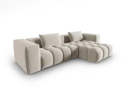 CXL by Christian Lacroix - Sofá modular de canto direito "Lorella" 3 lugares em veludo cru - 260x145x70cm