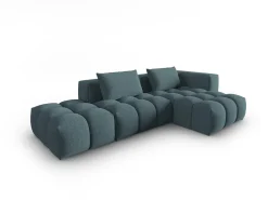 CXL by Christian Lacroix - Sofá modular de canto direito "Lorella" 4 lugares em tecido estrutural azul claro - 265x145x70cm