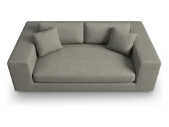 CXL by Christian Lacroix - Sofá "Tendance" 3 lugares em veludo cotelê cinza claro - 220x122x72cm