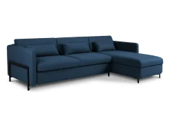 CXL by Christian Lacroix - Sofá convertível de canto direito com caixa de arrumação "Yanis" 5 lugares em tecido estrutural azul - 280x170x80cm