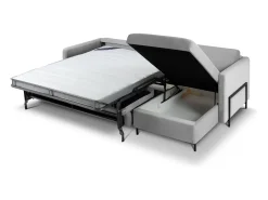 CXL by Christian Lacroix - Sofá-cama de canto direito "Yanis" 4 lugares em veludo cinza - 260x170x80cm