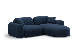 CXL by Christian Lacroix - Sofá modular de canto direito "Lucien" 3 lugares em veludo azul escuro - 230x165x70cm
