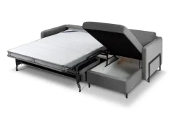 CXL by Christian Lacroix - Sofá-cama de canto direito "Yanis" 4 lugares em veludo cinza escuro - 260x170x80cm