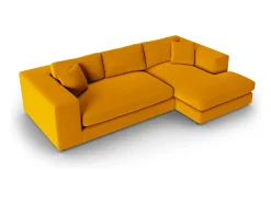 CXL by Christian Lacroix - Sofá de canto direito "Tendance" 5 lugares em veludo dourado - 282x174x72cm