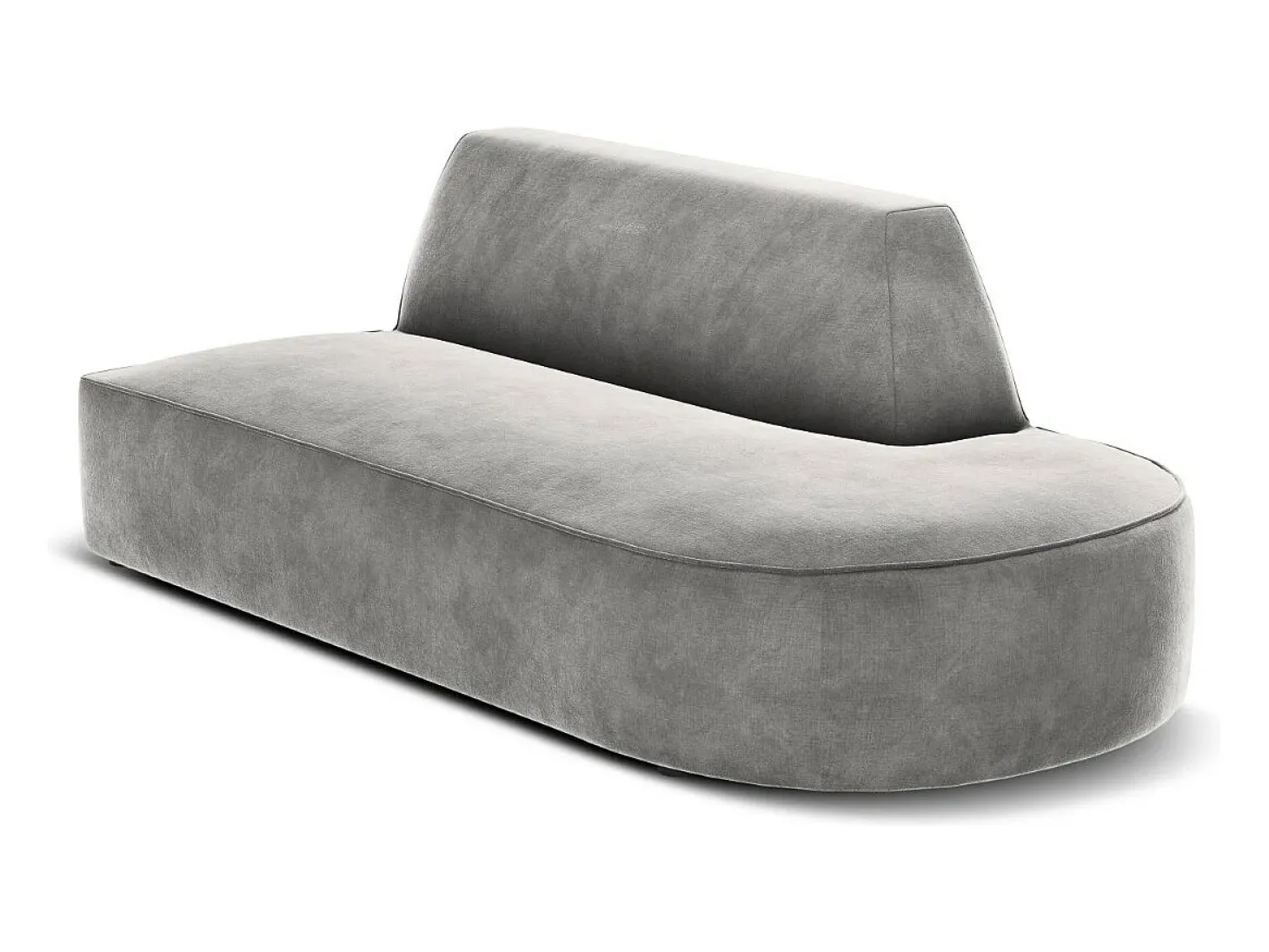CXL by Christian Lacroix - Sofá modular direito "Charles" 2 lugares em veludo cinza claro - 181x93x69cm
