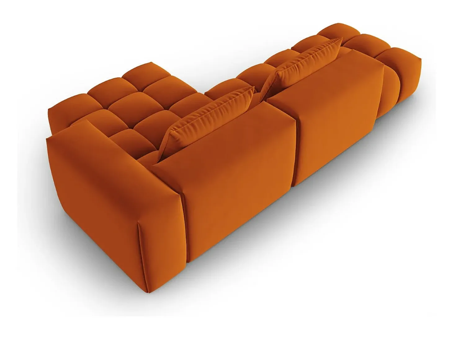 CXL by Christian Lacroix - Sofá modular de canto direito "Lorella" 4 lugares em veludo terracota - 265x145x70cm