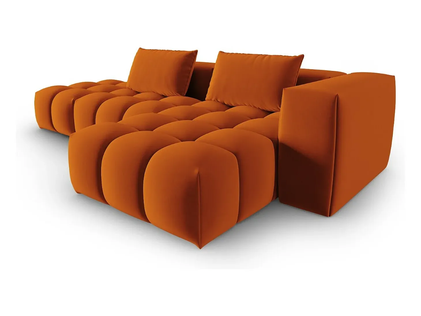 CXL by Christian Lacroix - Sofá modular de canto direito "Lorella" 4 lugares em veludo terracota - 265x145x70cm