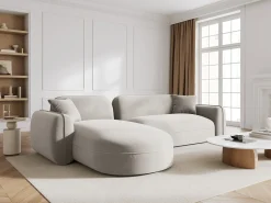 CXL by Christian Lacroix - Sofá modular de canto esquerdo "Lucien" 4 lugares em veludo bege claro - 275x165x70cm
