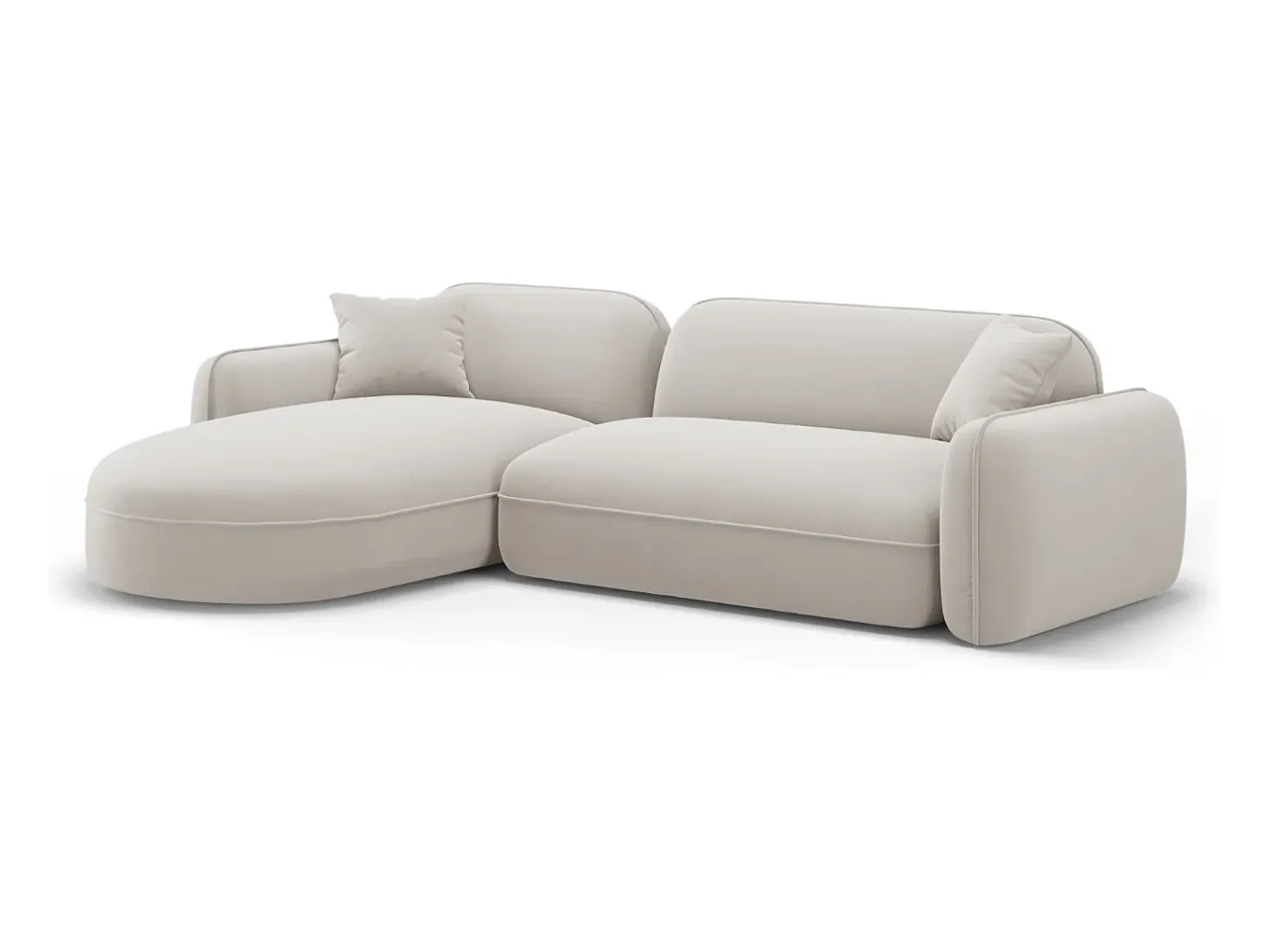 CXL by Christian Lacroix - Sofá modular de canto esquerdo "Lucien" 4 lugares em veludo bege claro - 275x165x70cm