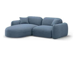 CXL by Christian Lacroix - Sofá modular de canto esquerdo "Lucien" 3 lugares em veludo azul jeans - 230x165x70cm