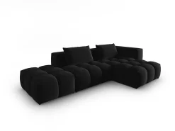 CXL by Christian Lacroix - Sofá modular de canto direito "Lorella" 4 lugares em veludo preto - 265x145x70cm