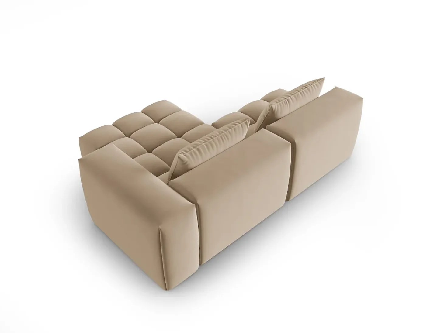 CXL by Christian Lacroix - Sofá modular de canto direito "Lorella" 3 lugares em veludo areia - 205x145x70cm
