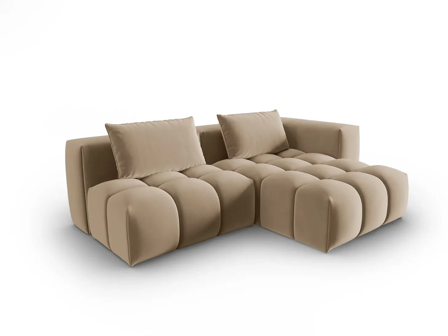 CXL by Christian Lacroix - Sofá modular de canto direito "Lorella" 3 lugares em veludo areia - 205x145x70cm