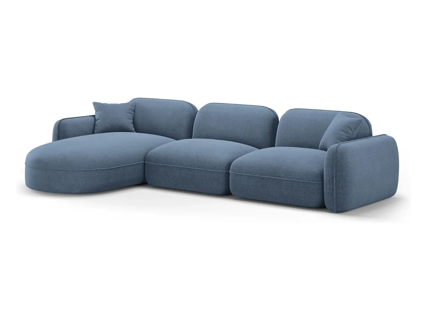 CXL by Christian Lacroix - Sofá modular de canto esquerdo "Lucien" 4 lugares em veludo azul jeans - 320x165x70cm