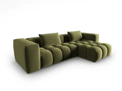 CXL by Christian Lacroix - Sofá modular de canto direito "Lorella" 3 lugares em veludo verde claro - 260x145x70cm