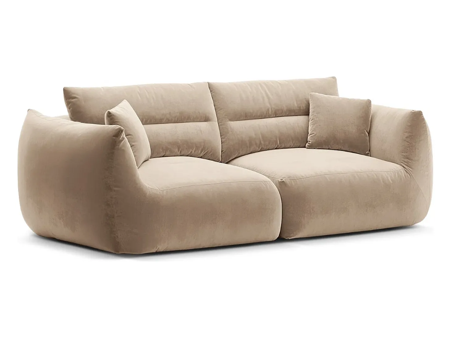 CXL by Christian Lacroix - Sofá modular "Maurie" 3 lugares em veludo bege amêndoa - 224x107x90cm