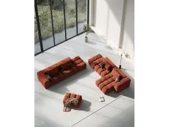 CXL by Christian Lacroix - Sofá modular direito "Lorella" 3 lugares em tecido estrutural coral - 265x85x70cm