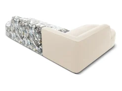CXL by Christian Lacroix - Sofá de canto esquerdo "Charles" 4 lugares em veludo padrão de jardim azul claro, bege - 273x180x69cm