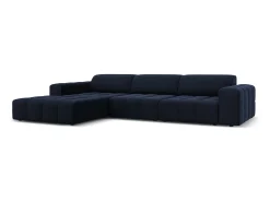 CXL by Christian Lacroix - Sofá de canto esquerdo "Luc" 4 lugares em veludo azul escuro - 284x166x70cm