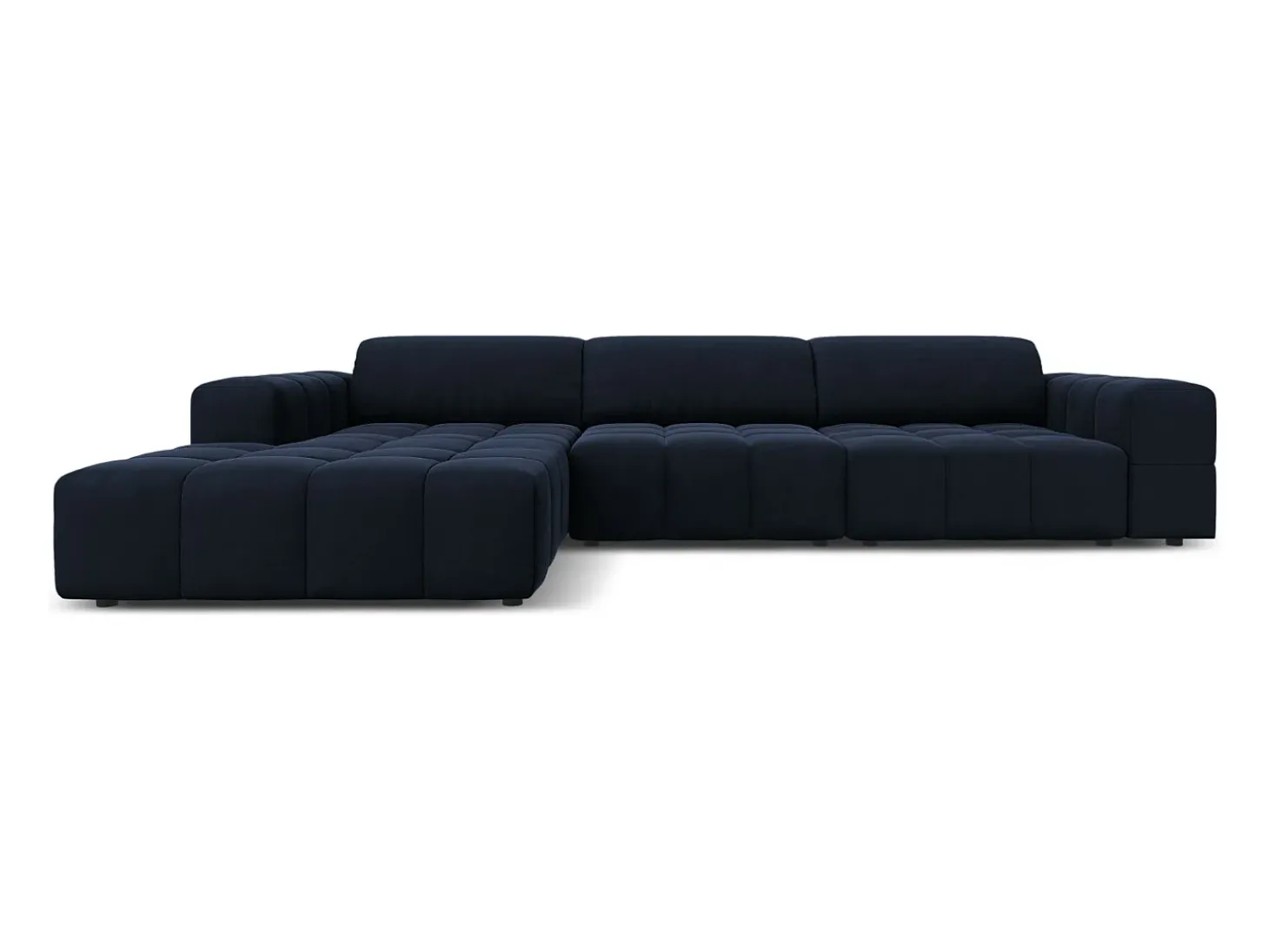 CXL by Christian Lacroix - Sofá de canto esquerdo "Luc" 4 lugares em veludo azul escuro - 284x166x70cm