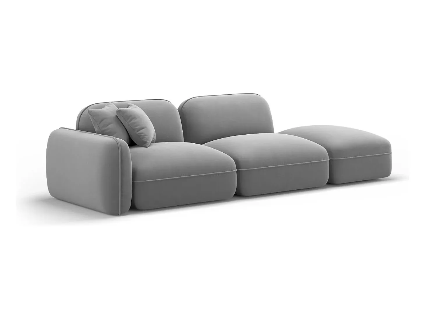 CXL by Christian Lacroix - Sofá modular direito "Lucien" 3 lugares em veludo cinza claro - 295x90x70cm