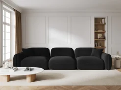CXL by Christian Lacroix - Sofá modular "Lucien" 4 lugares em veludo preto - 320x90x70cm