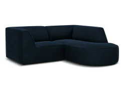 CXL by Christian Lacroix - Sofá de canto direito "Charles" 3 lugares em veludo azul escuro - 186x180x69cm