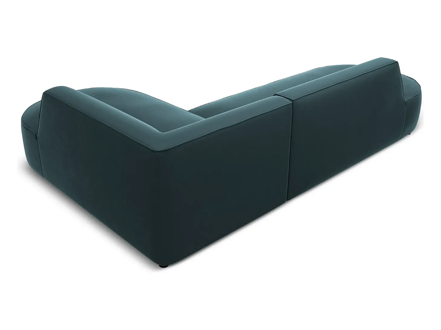 CXL by Christian Lacroix - Sofá de canto direito "Charles" 4 lugares em veludo azul - 273x180x69cm