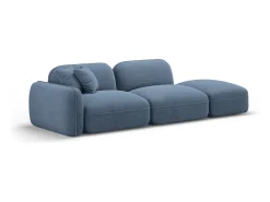 CXL by Christian Lacroix - Sofá modular direito "Lucien" 3 lugares em veludo azul jeans - 295x90x70cm