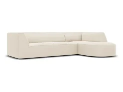 CXL by Christian Lacroix - Sofá de canto direito "Charles" 4 lugares em veludo bege - 273x180x69cm