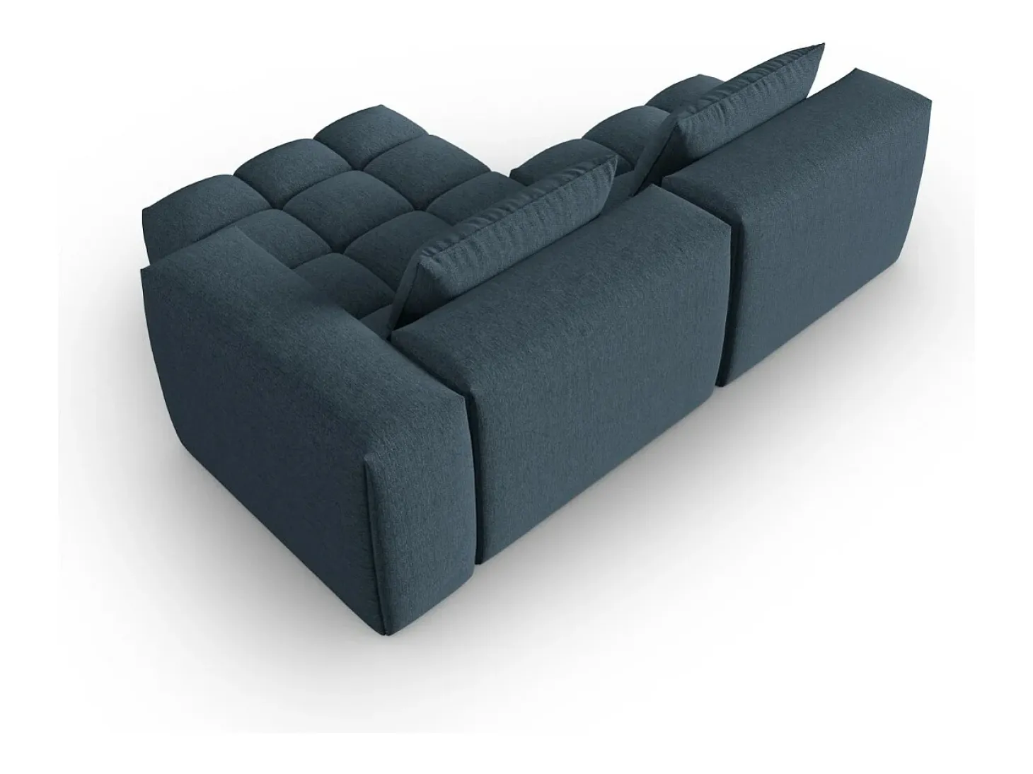 CXL by Christian Lacroix - Sofá modular de canto direito "Lorella" 3 lugares em tecido estrutural azul escuro - 205x145x70cm