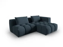 CXL by Christian Lacroix - Sofá modular de canto direito "Lorella" 3 lugares em tecido estrutural azul escuro - 205x145x70cm