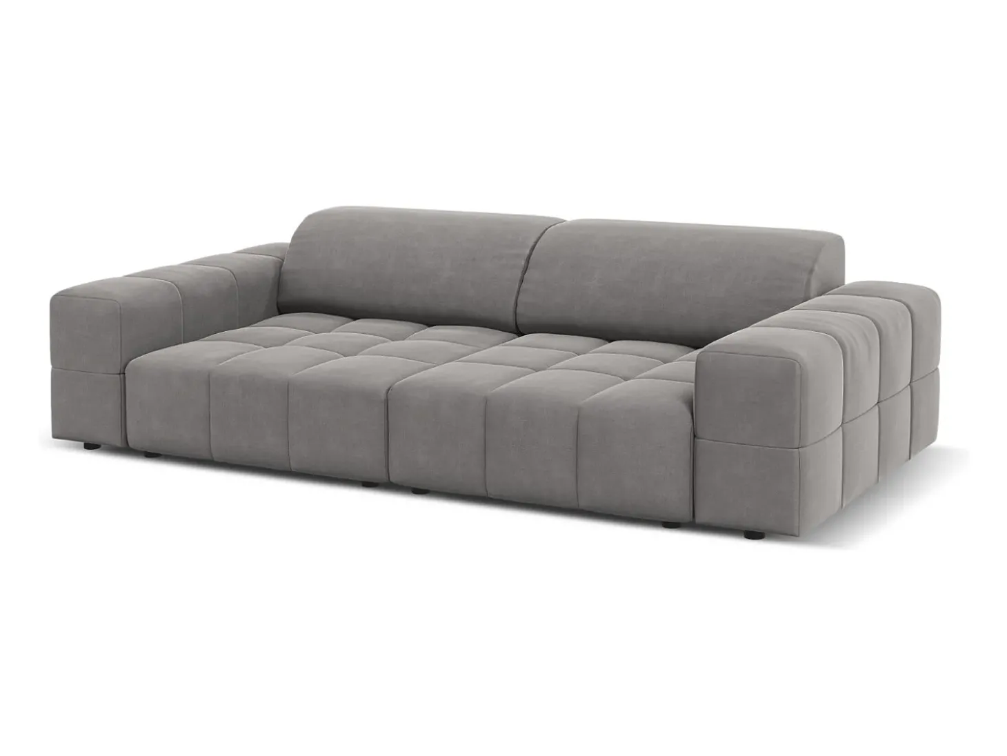 CXL by Christian Lacroix - Sofá "Luc" 3 lugares em veludo cinza claro - 204x102x70cm