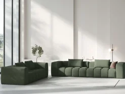CXL by Christian Lacroix - Sofá modular "Lorella" 5 lugares em tecido estrutural verde oliva escuro - 290x85x70cm