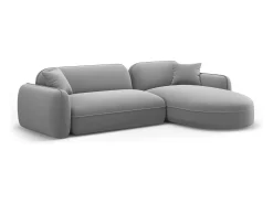 CXL by Christian Lacroix - Sofá modular de canto direito "Lucien" 4 lugares em veludo cinza claro - 275x165x70cm