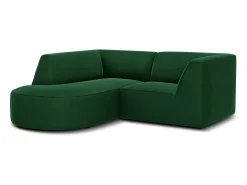 CXL by Christian Lacroix - Sofá de canto esquerdo "Charles" 3 lugares em veludo verde - 186x180x69cm