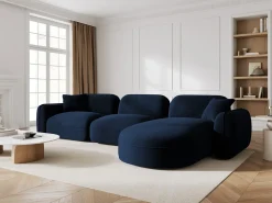 CXL by Christian Lacroix - Sofá modular de canto direito "Lucien" 4 lugares em veludo azul real - 320x165x70cm