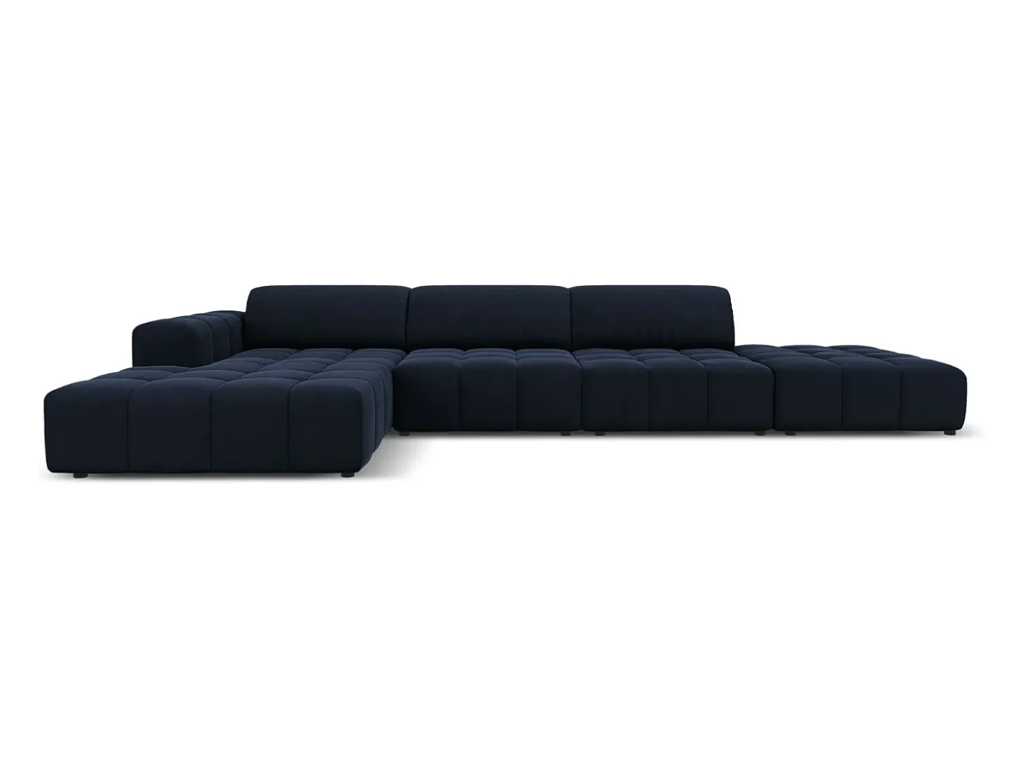 CXL by Christian Lacroix - Sofá de canto esquerdo "Luc" 5 lugares em veludo azul escuro - 341x166x70cm