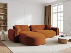 CXL by Christian Lacroix - Sofá modular de canto esquerdo "Lucien" 4 lugares em veludo terracota - 275x165x70cm